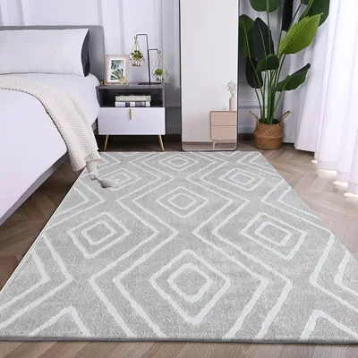 Produktbild von Teppich Modern Super Weich Wohnzimmer Teppich, 3D Effekt, Skandinavisch , Farbe:Grau, Maße:133 x 190 cm