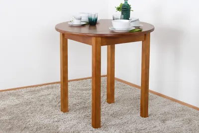 Produktbild von Tisch Kiefer massiv Vollholz Eichefarben Rustikal Junco 234B (rund) - Durchmesser 80 cm