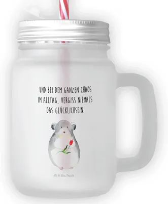 Produktbild von Mr. & Mrs. Panda Glas Chinchilla Blume - Transparent - Geschenk, Cocktailglas, Chinchillas, Lustige Sprüche, Chaos, Büro, Kummer, Mason Jar, Trinkglas mit Deckel