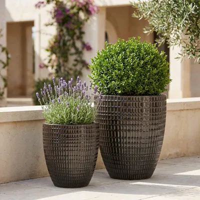 Produktbild von Provencelia Keramik Pflanzkübel Verne B8, Ø32 x H40 cm, frostbeständig, handgefertigt, glasiert, Outdoor, Garten, Terrasse, winterfest