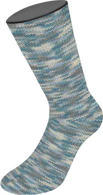 Produktbild von Lana Grossa MEILENWEIT 150 g MULTI strapazierfähige und warme 6-fach Sockenwolle 390 m Farbe 9661 - Silber-/Mittel-/Dunkelgrau/Hell-/Jeans-/Türkisblau