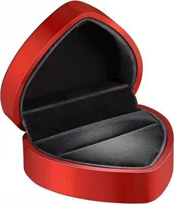 Produktbild von Herzförmige Samt Ringbox Trauringbox Schmuckkästchen Geschenkbox für Hochzeit Verlobungsring Valentinstag (Rot)