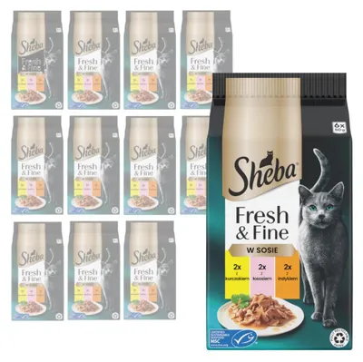 Zdjęcie produktu dla Sheba Fresh & Fine Saszetki 72x50g Mokra Karma W Sosie Dla Kotów Kurczak Łosoś Indyk
