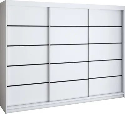 Produktbild von Schwebetürenschrank, 3-türig Schrank 200 cm mit 4 Schubladen, Retrostil Premium! Moderne Garderobe für Kleidung. Verschiedene Farben (Weiß, Schwarz, Somona) Kleiderschrank MES
