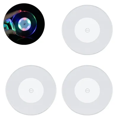 Produktbild von 3er-Set LED-Leuchtuntersetzer, Becherhalter, Tischsets, Acryl-Party-Getränkeuntersetzer mit Hintergrundbeleuchtung, Heim- und Küchendekoration