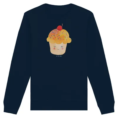 Produktbild von Mr. & Mrs. Panda Baumwoll Pullover Cupcake Größe S - French Navy - Geschenk, Muffin, Sweatshirt, Küche Deko, Cupcakes, Sweater, Rundhals, Motivation Sprüche, Pulli