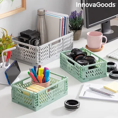 Obrázok produktu pre Sada 3 skladacích a stohovateľných boxov s organizérom InnovaGoods