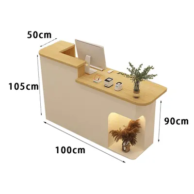 Produktbild von Rezeption Theke Bar Empfangstheke empfangstisch Counter Kassentisch Holzoptik und Beige 100cm L