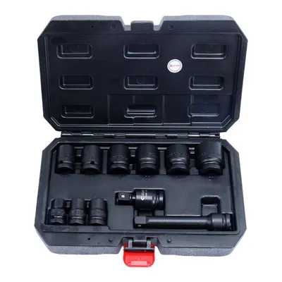 Produktbild von 11-teiliges 1/2 Zoll Steckschlüssel-Set – Impact-Stecknüsse 10–27 mm mit Verlängerung und Kardangelenk