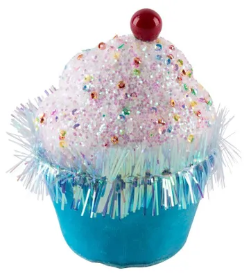 Image de Décoration MagicHome Noël Candy Line, muffin, bleu, suspendu, 7x7x11 cm