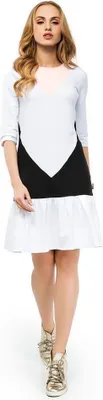 Produktbild von MiniKleid Kleid Tunika Top Style 3/4 Arm; Puderrosa/Weiß/Schwarz S/36