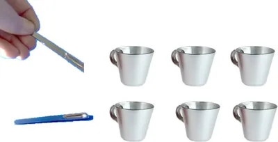 Produktbild von Espresso-Tassen mit Henkel, 6 Stück, 80 ml S+ 6 Edelstahllöffel