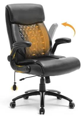 Produktbild von COLAMY Ergonomischer Bürostuhl in Großformat – Klappbare Armlehnen, Verstellbare Lendenstütze, Schwarz