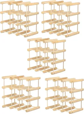 Imagen del producto de Estantería modular para vinos, de madera maciza de abeto, capacidad para 72 botellas, 5 módulos, color natural