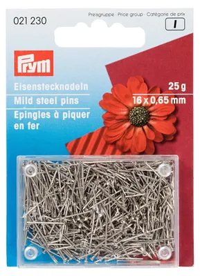 Stecknadeln aus Stahl, silber, 0,65 x 16 mm, 25 g
