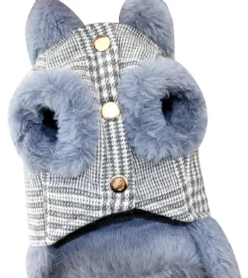 Imagen del producto de Chaqueta cálida para perros, ropa pequeña moderna y cómoda, diseño con botones, chaleco para mascotas ideal para otoño e invierno, color azul, talla XS