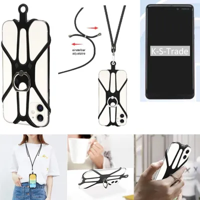 Produktbild von K-S-Trade 3in1 Handykette Handyband Handykordel Halsband Smartphone-Ring Handy-Ring kompatibel mit Nokia Nokia 6 (2018) Fingerhalterung Handyring