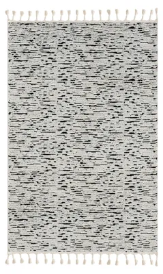 Obrázek produktu pro MY-RUG Koberec, Leah, 200x140, bílá černá, koberec s vysokým vlasem, 3D design, boho styl, moderní koberec s třásněmi, obdélníkový tvar