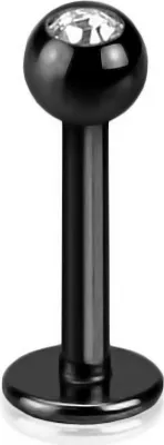 Produktbild von viva-adorno 1,2mm Lippen Piercing Stecker Edelstahl Kristall in verschiedenen Farben Tragus Labretstecker Z367,Schwarz