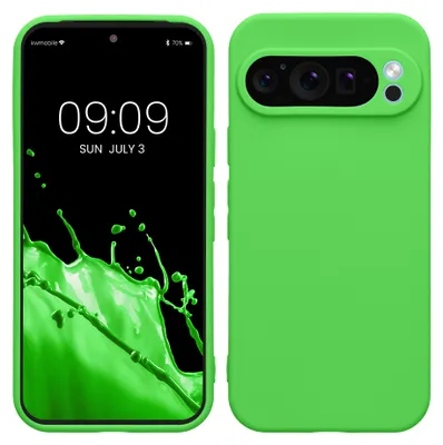 Produktbild von kwmobile Handyhülle für Google Pixel 9 Pro Hülle - weiches Handy Silikon Case - Schutzhülle Cover - Limettengrün
