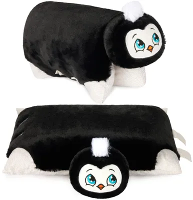 Image de BRUBAKER Coussin peluche Pingouin - Peluche et coussin douillet 2 en 1 - 40 x 30 cm  Coussin peluche pour enfants à ouvrir avec fermeture velcro