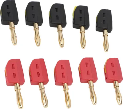 Image de 10 connecteurs banane 4 mm 32 A en laiton plaqué or à connexion rapide pour équipement de test 5 rouges + 5 noirs