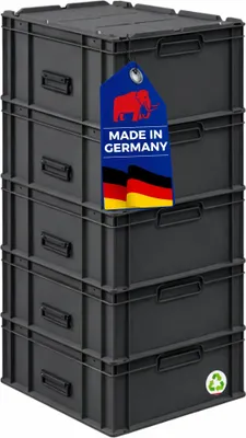 Produktbild von SuperSparSet 5x Eurobox NextGen Portable Germany | HxBxT 33,5x40x60cm | 65 Liter | Schwarz | Eurobehälter, Transportbox, Transportbehälter, Stapelbehälter