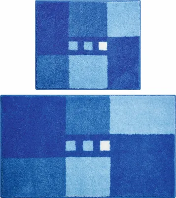 Produktbild von Grund Badteppich Merkur - Premium Design Badematte, Farbe:Blau, Größe:Set 2tlg 40x50 + 50x80