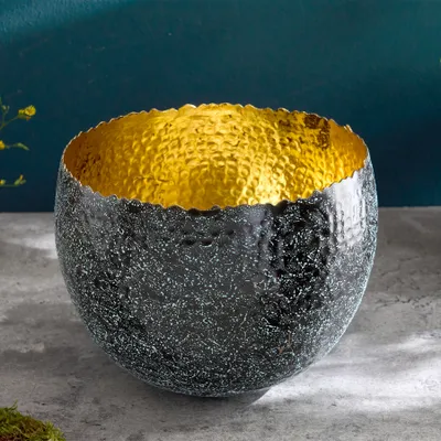 Produktbild von riess-ambiente Schale ORIENT 26cm silber mit Patina gold Hammerschlag Design Dekoration