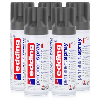 Produktbild von edding Permanent Spray anthrazit 200 ml Premium Acryllack (5er Pack)