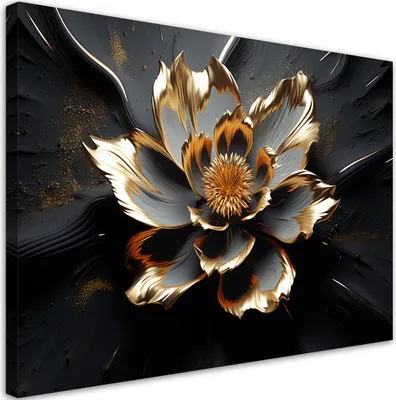 Produktbild von Leinwandbild 3D Abstrakte glamouröse Blüte 120x80 Feeby Schwarz bild für die wand bereit zum aufhängen