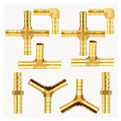 Produktbild von 10 Stück 8mm Messing Schlauchverbinder, T/Y/1/7/Kreuzförmig Druckluft Schlauchverbindungsstück, Kraftstoffschlauchanschluss für Schlauchverbindungen