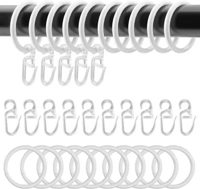 Immagine prodotto di Anelli per tende in metallo bianco da 30 mm con gancio