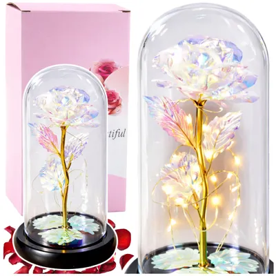 Immagine prodotto di Rosa Eterna In Cupola Di Cristallo Di Vetro Illuminazione A Led Colorata 21x11cm