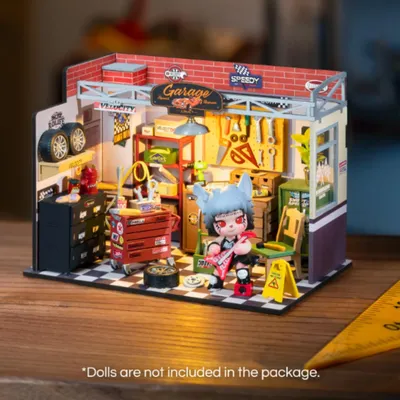 Image de Bricolage atelier garage miniature 3D-Puzzle, 157 pièces, atelier garage avec lumière LED décoration, déco, modélisme pour adultes, idée cadeau fête des pères