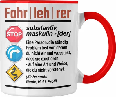 Produktbild von Trendation - Fahrlerer Tasse Geschenk Lustiger Spruch Geschenkidee für Fahrlerer (Rot)