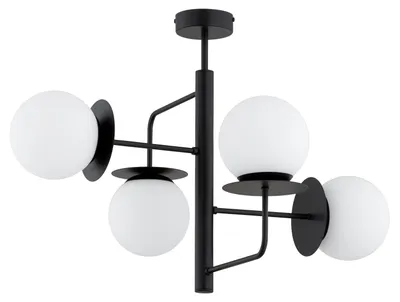 Zdjęcie produktu dla Lampa wisząca białe kule LAMUR czarna 4xE14x10W metal wym:55x60x62cm IP20 Alfa