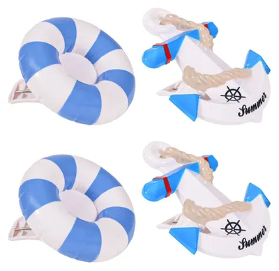 Immagine prodotto di Set di 4 clip per asciugamani da spiaggia, adatte per sdraio e sedie da spiaggia - Blu e bianco