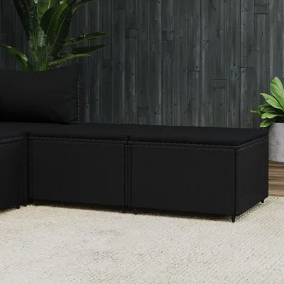 Produktbild von Möbel Gartenhocker mit Kissen 2 Stk. Schwarz Poly Rattan - Gartenhocker &38311