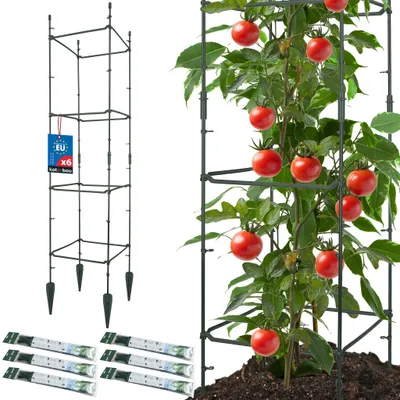 Image de KOTARBAU® Lot de 6 tuteurs modulaires 29 x 29 x 120 cm, tuteurs carrés en plastique pour plantes grimpantes et légumes, brise-vue