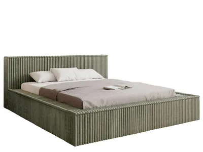 Produktbild von KLICKMOEBEL Polsterbett 140x200 cm mit Bettkasten HEKORA 21 Olivgrüne Farbe aus hochwertigem Cordstoff Holzrahmen mit Lattenrost