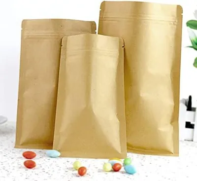 Produktbild von 100 Stück Kraftpapier Doypack Ziplock Beutel mit Aluminiumfolie für Lebensmittel