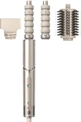 A hair styling tool with multiple attachments, displayed against a white background.