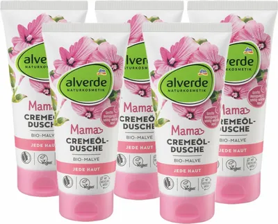 Obrázok produktu pre 5 x alverde prírodná kozmetika - Mama krémový sprchový olej organický slez (5 x 200 ml)