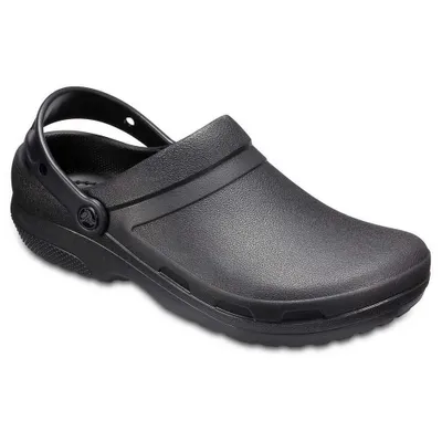 A single black Crocs Specialist II Clog is shown from a side-diagonal angle against a white background.