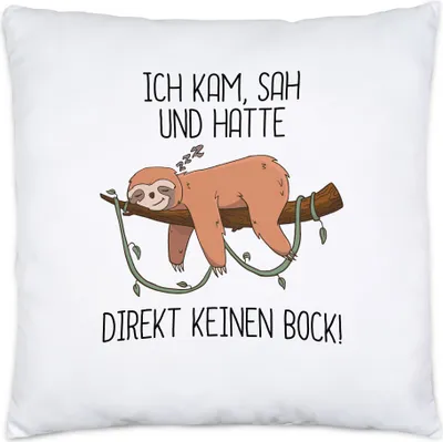 Produktbild von Ich kam sah und hatte direkt keinen Bock Kissen Lustig Spruch Ironie Faultier Geschenk Bürokollegen
