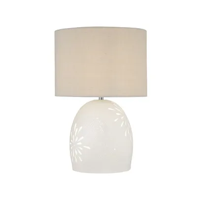 Obrázok produktu pre Moderná stolová lampa Cora Ceramic White Fabric Beige 1 Light E27