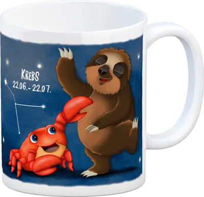 Produktbild von Kaffeebecher mit Faultier Sternzeichen Krebs Motiv Becher Tasse