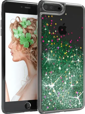Produktbild von EAZY CASE - Glitzer Hülle kompatibel mit Apple iPhone 8 Plus / 7 Plus Glitzer Schutzhülle, Soft Case, Backcover Transparent mit Motiv