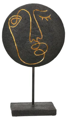 Productafbeelding van Gilde wandreliëf, rond, "Lice", gezichtsmotief, kunsthars, zwart, verpakking met 2 stuks, lengte 10 cm, breedte 19,5 cm, hoogte 35 cm. Artikelnummer: 21504. EAN: 4063387215043